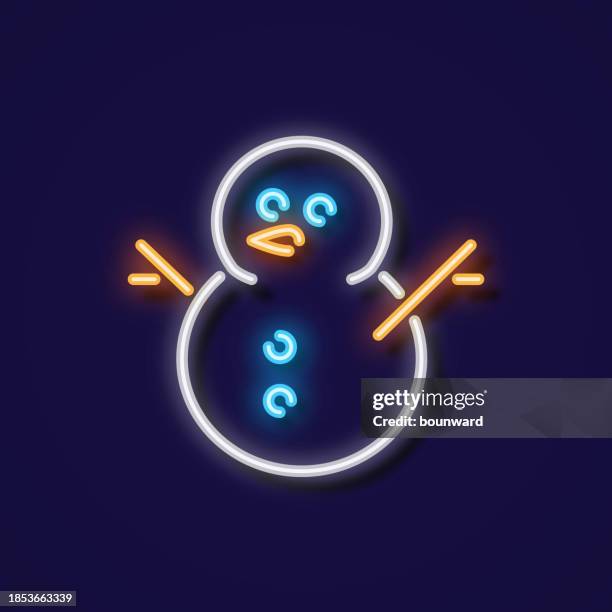 snowman neon icon - winter vegetables stock illustrations