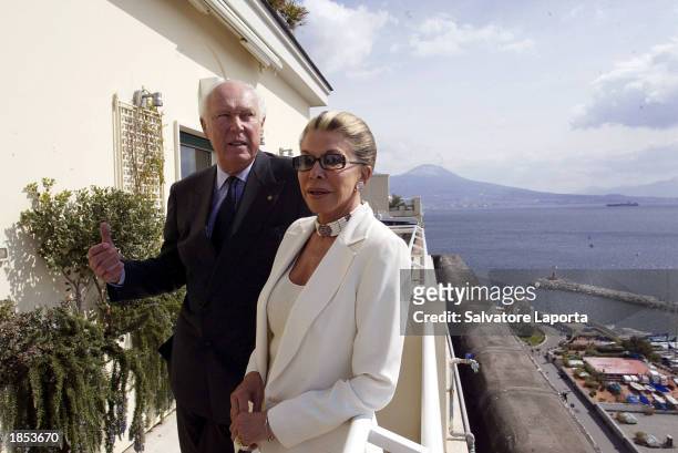Prince Vittorio Emanuele Savoia, son of Italy's last king, and Marina Doria stand on the terrace at the Hotel Vesuvio March 17, 2003 in Naples,...