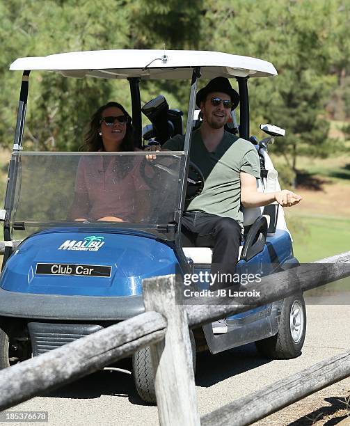 Gavin DeGraw is seen golfing at the Malibu Golf Club during the Pinnacle Vodka and Live Nation?s Summer Sweepstakes event on October 19, 2013 in...