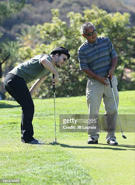 Gene Hori and Gavin DeGraw are seen golfing at the Malibu Golf Club during the Pinnacle Vodka and Live Nation?s Summer Sweepstakes event on October...