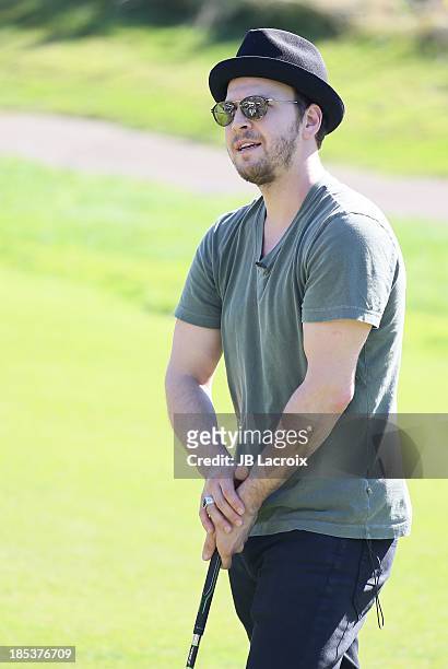 Gavin DeGraw is seen golfing at the Malibu Golf Club during the Pinnacle Vodka and Live Nation?s Summer Sweepstakes event on October 19, 2013 in...
