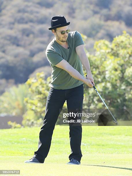 Gavin DeGraw is seen golfing at the Malibu Golf Club during the Pinnacle Vodka and Live Nation?s Summer Sweepstakes event on October 19, 2013 in...