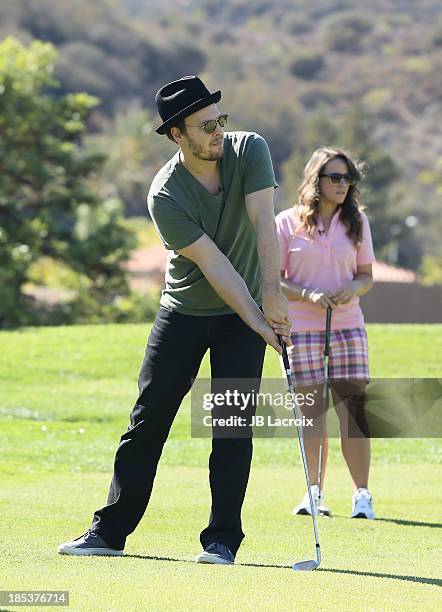 Gavin DeGraw is seen golfing at the Malibu Golf Club during the Pinnacle Vodka and Live Nation?s Summer Sweepstakes event on October 19, 2013 in...