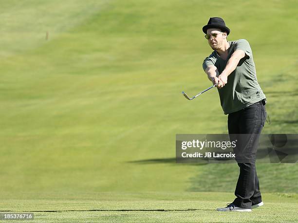 Gavin DeGraw is seen golfing at the Malibu Golf Club during the Pinnacle Vodka and Live Nation?s Summer Sweepstakes event on October 19, 2013 in...