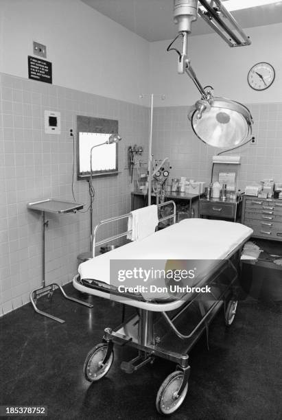 View of the deserted emergency room at Parkland hospital where President John F Kennedy was taken after his assasination, Dallas, Texas, August 1964.