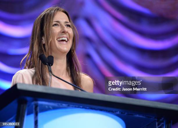 Writer Anna Getty accepts the EMA Green Parent Award onstage during the 23rd Annual Environmental Media Awards presented by Toyota and Lexus at...