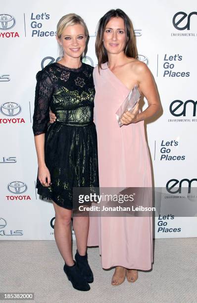 Actress Amy Smart and Honoree Anna Getty attend the 23rd Annual Environmental Media Awards presented by Toyota and Lexus at Warner Bros. Studios on...