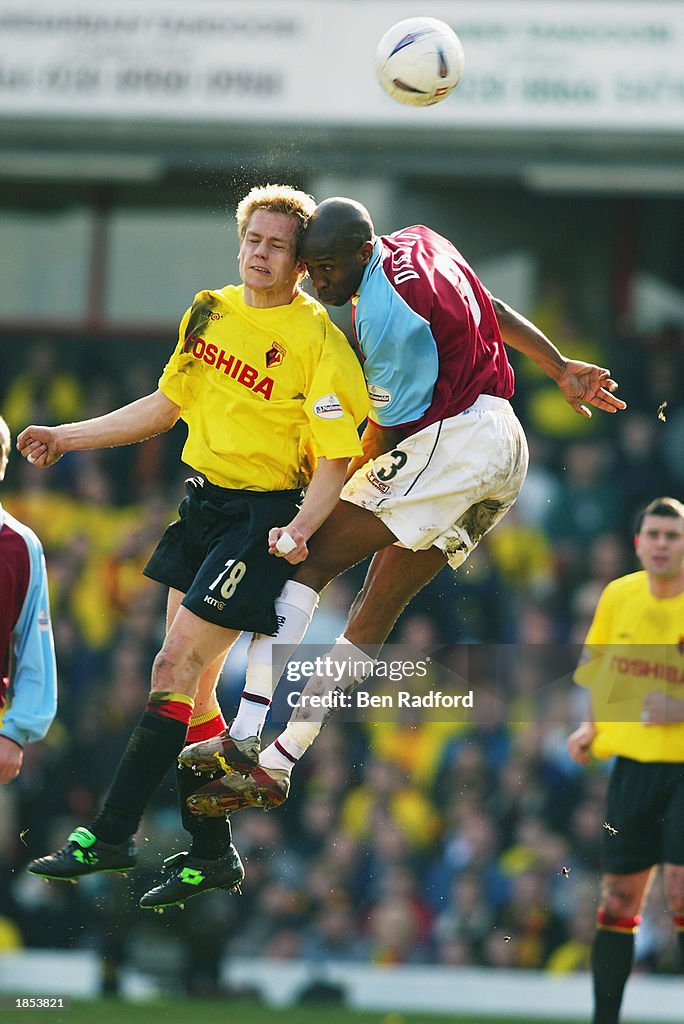 Heidar Helguson of Watford and Drissa Diallo of Burnley