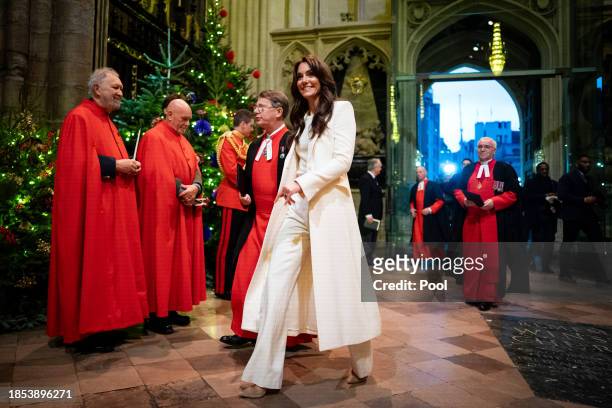 Catherine, Princess of Wales during the Royal Carols - Together At Christmas service at Westminster Abbey on December 8, 2023 in London, England.