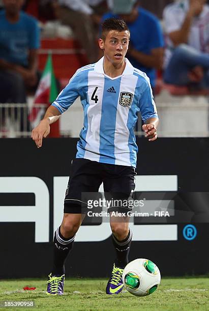 Nicolas Tripichio of Argentina controles the ball during the FIFA U-17 World Cup UAE 2013 Group E match between Iran and Argentina at Al Rashid...
