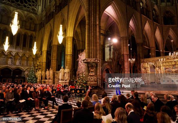 Leonie Elliott performs during the Royal Carols - Together At Christmas service at Westminster Abbey on December 8, 2023 in London, England.