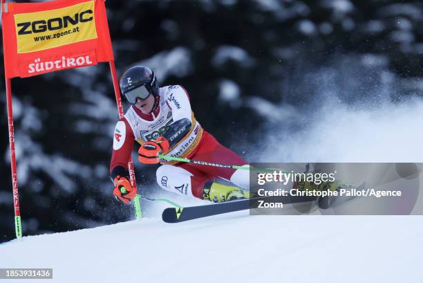 Raphael Haaser of Team Austria in action during the Audi FIS Alpine Ski World Cup Men's Giant Slalom on December 17, 2023 in Alta Badia Italy.