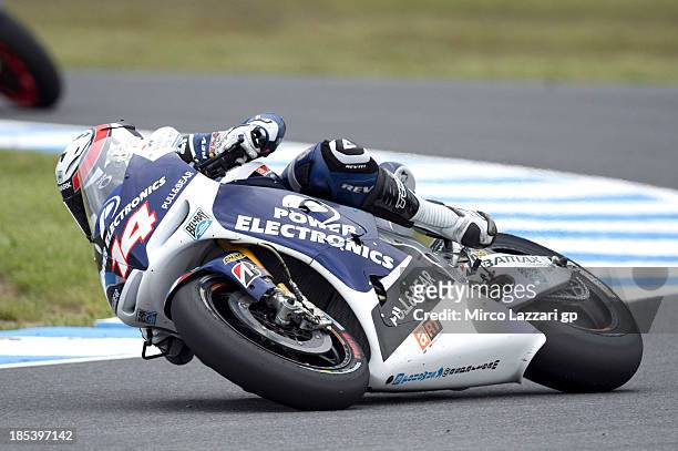Randy De Puniet of France and Power Electronics Aspar rounds the bend during the MotoGP race ahead of the Australian MotoGP, which is round 16 of the...