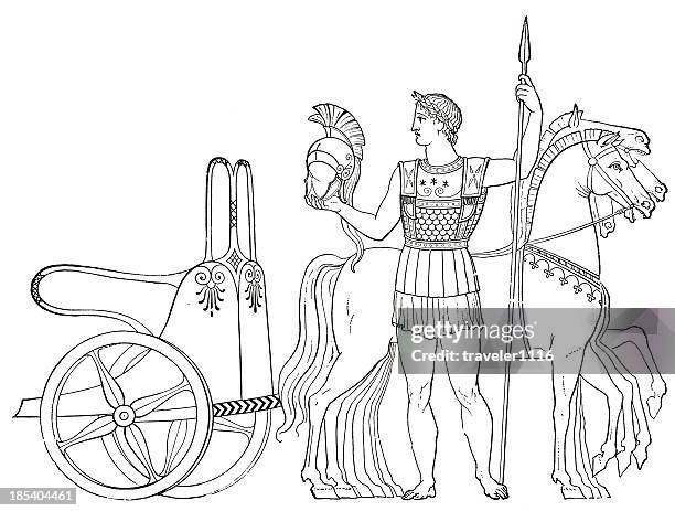 greek chariot - sparta greece stock illustrations