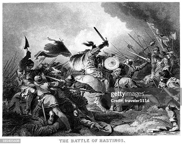 the battle of hastings - 1882 stock illustrations