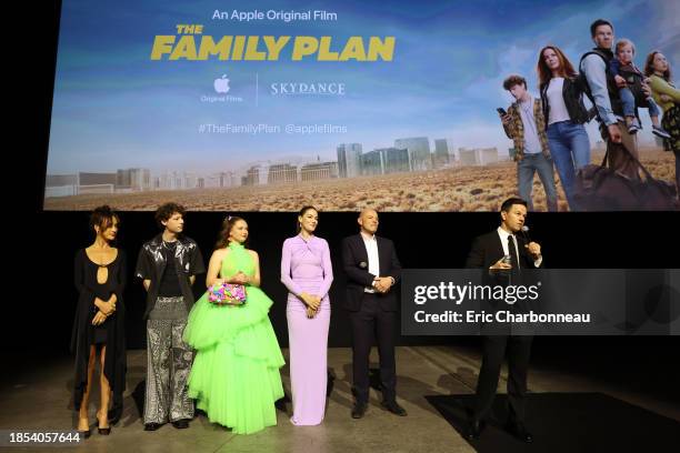 Maggie Q, Van Crosby, Zoe Margaret Colletti, Michelle Monaghan, director Simon Cellan Jones and Mark Wahlberg attend the World Premiere of Apple...