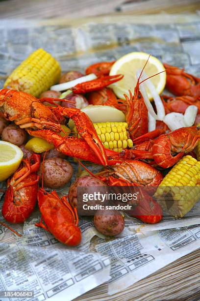 crawfish boil - new orleans stock pictures, royalty-free photos & images