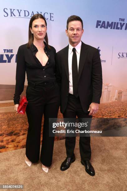 Rhea Durham and Mark Wahlberg attend the World Premiere of Apple Original Film's "The Family Plan" at The Chelsea at The Cosmopolitan of Las Vegas on...