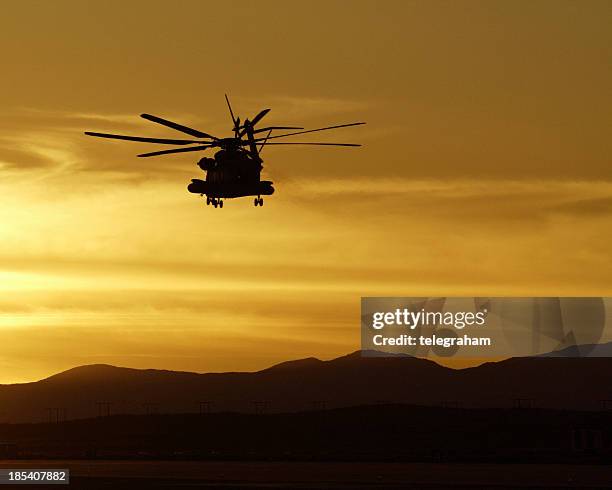 sunset helicopter - helicopter rotors 個照片及圖片檔