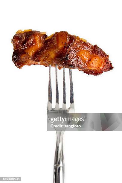 costela no garfo de costas - costeleta comida imagens e fotografias de stock