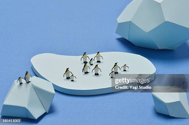 penguin has been drifting in the sea ice - drijfijs stockfoto's en -beelden