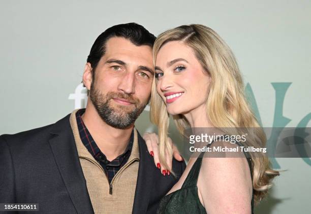 Clayton Snyder and Allegra Edwards attend Amazon Freevee and Prime Video's Winter Wonderland holiday party at Amazon Studios on December 13, 2023 in...