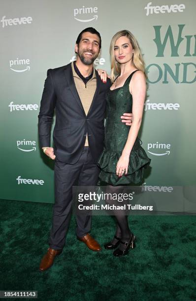 Clayton Snyder and Allegra Edwards attend Amazon Freevee and Prime Video's Winter Wonderland holiday party at Amazon Studios on December 13, 2023 in...