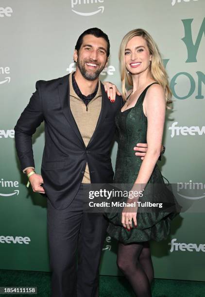 Clayton Snyder and Allegra Edwards attend Amazon Freevee and Prime Video's Winter Wonderland holiday party at Amazon Studios on December 13, 2023 in...