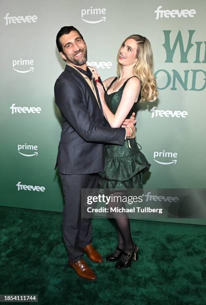 Clayton Snyder and Allegra Edwards attend Amazon Freevee and Prime Video's Winter Wonderland holiday party at Amazon Studios on December 13, 2023 in...