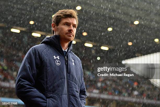 Manager Andre Villas Boas of Spurs looks on during the Barclays Premier League match between Aston Villa and Tottenham Hotspur at Villa Park on...