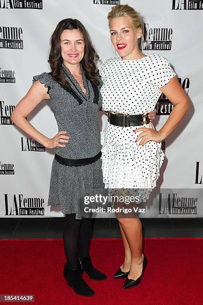 Director Kat Coiro and actress Busy Philipps attend the 9th Annual La Femme International Film Festival "A Case Of You" premiere at Regal Cinemas...