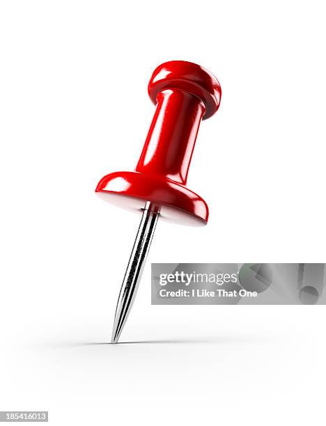 single red pin / tack / map pin - punaise stockfoto's en -beelden