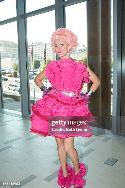 Ashlee Hackett as Effie Trinket Hunger Games attends Nashville Comic Con 2013 at Music City Center on October 19, 2013 in Nashville, Tennessee.