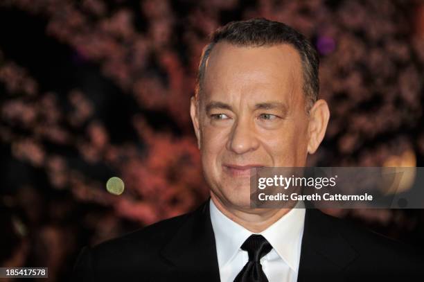 Actor Tom Hanks attends the Closing Night Gala European Premiere of "Saving Mr Banks" during the 57th BFI London Film Festival at Odeon Leicester...