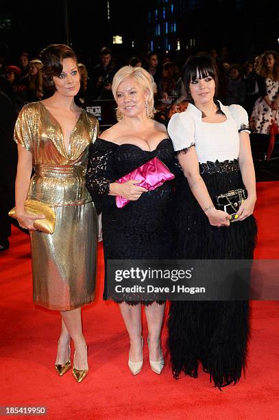 Sarah Owen, Alison Owen and Lily Allen attend the Closing Night Gala European Premiere of 'Saving Mr Banks' on the closing night gala during the 57th...