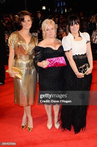 Sarah Owen, Alison Owen and Lily Allen attend the Closing Night Gala European Premiere of 'Saving Mr Banks' on the closing night gala during the 57th...