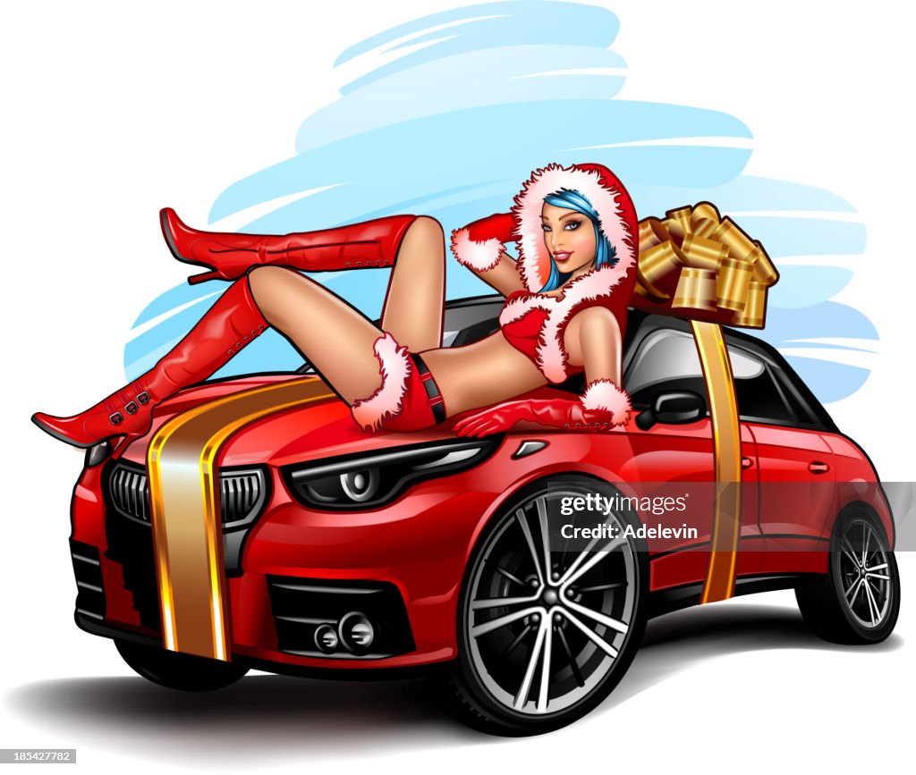 Rapariga de natal em vermelho aluguer