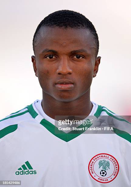 Chidiebere Nwakali of Nigeria looks on during the FIFA U17 World Cup group F match between Mexico and Nigeria at Khalifa Bin Zayed Stadium on October...