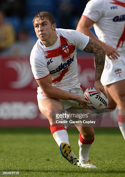Sam Powell of England Knights during the International match between England Knights and Samoa at Salford City Stadium on October 19, 2013 in...