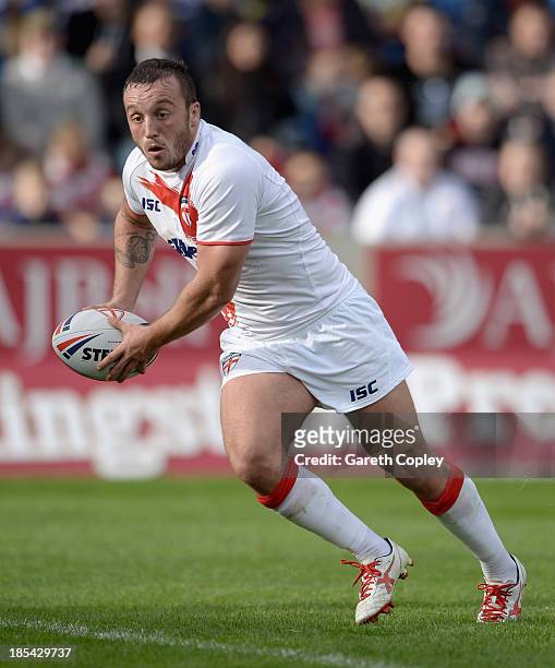 Josh Hodgson of England Knights during the International match between England Knights and Samoa at Salford City Stadium on October 19, 2013 in...