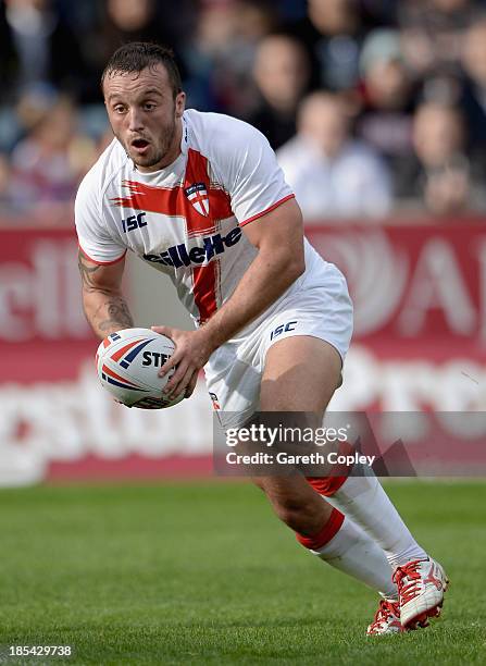 Josh Hodgson of England Knights during the International match between England Knights and Samoa at Salford City Stadium on October 19, 2013 in...