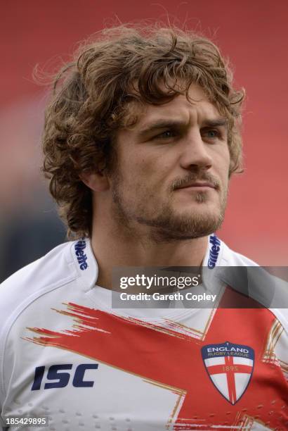 Ben Cockayne of England Knights ahead of the International match between England Knights and Samoa at Salford City Stadium on October 19, 2013 in...