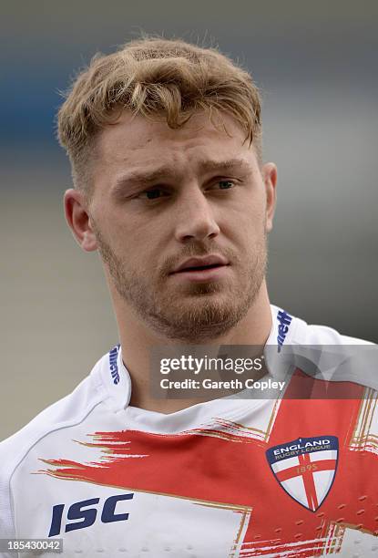 Elliott Whitehead of England Knights ahead of the International match between England Knights and Samoa at Salford City Stadium on October 19, 2013...