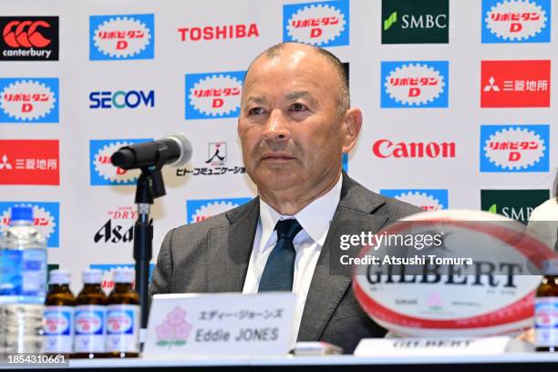 Japan national team new head coach Eddie Jones attends a press conference at Japan Olympic Square on December 14, 2023 in Tokyo, Japan.