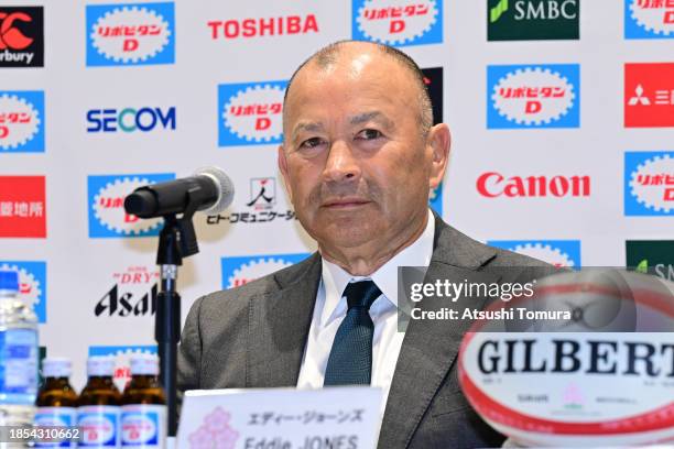 Japan national team new head coach Eddie Jones attends a press conference at Japan Olympic Square on December 14, 2023 in Tokyo, Japan.