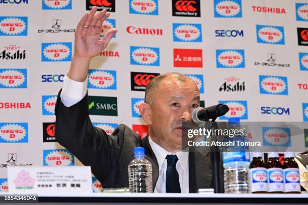 Japan national team new head coach Eddie Jones attends a press conference at Japan Olympic Square on December 14, 2023 in Tokyo, Japan.