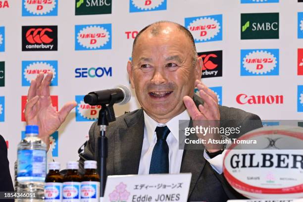 Japan national team new head coach Eddie Jones attends a press conference at Japan Olympic Square on December 14, 2023 in Tokyo, Japan.