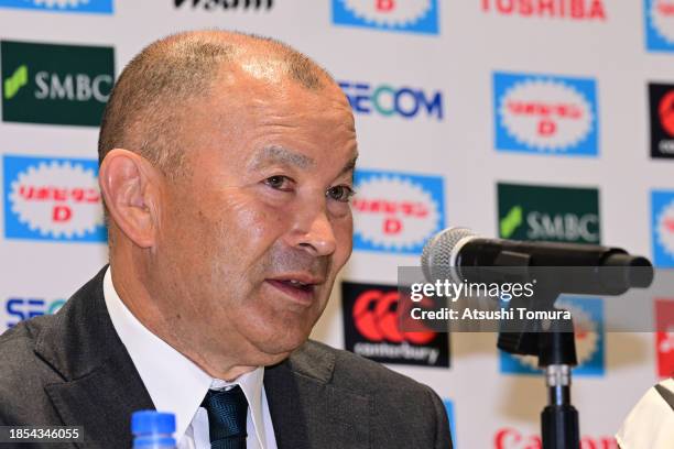 Japan national team new head coach Eddie Jones attends a press conference at Japan Olympic Square on December 14, 2023 in Tokyo, Japan.