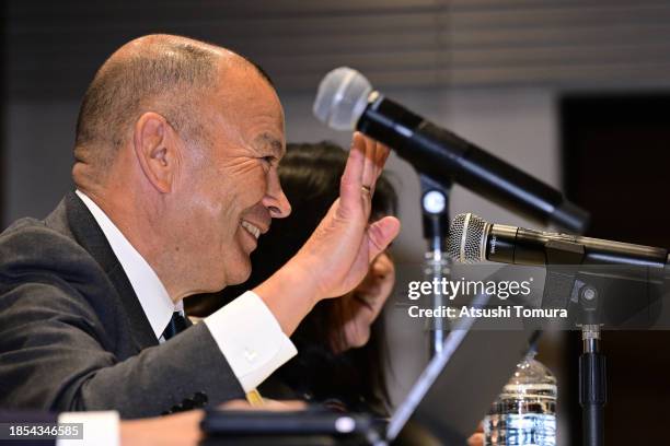 Japan national team new head coach Eddie Jones attends a press conference at Japan Olympic Square on December 14, 2023 in Tokyo, Japan.