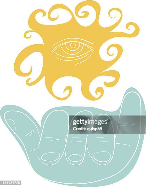 shaka and sun - compassionate eye stock illustrations